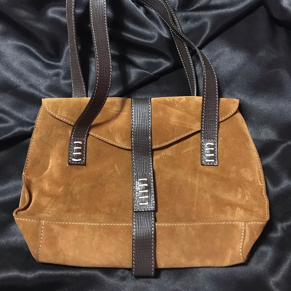 Caramel colored suede bag